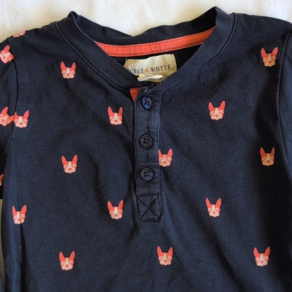 holly & whyte by lindex navy blue french bulldog matching outfit set 1.5-2 YRS - Picture 4 of 9